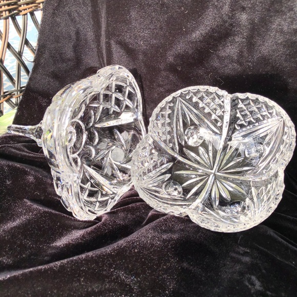 Vintage Lead Crystal Footed Candy Dish With Lid - Picture 9 of 14
